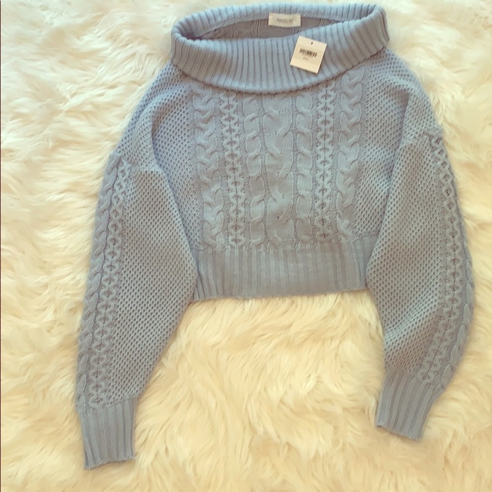 NWT Madelyn Sky Blue Knotted Sweater